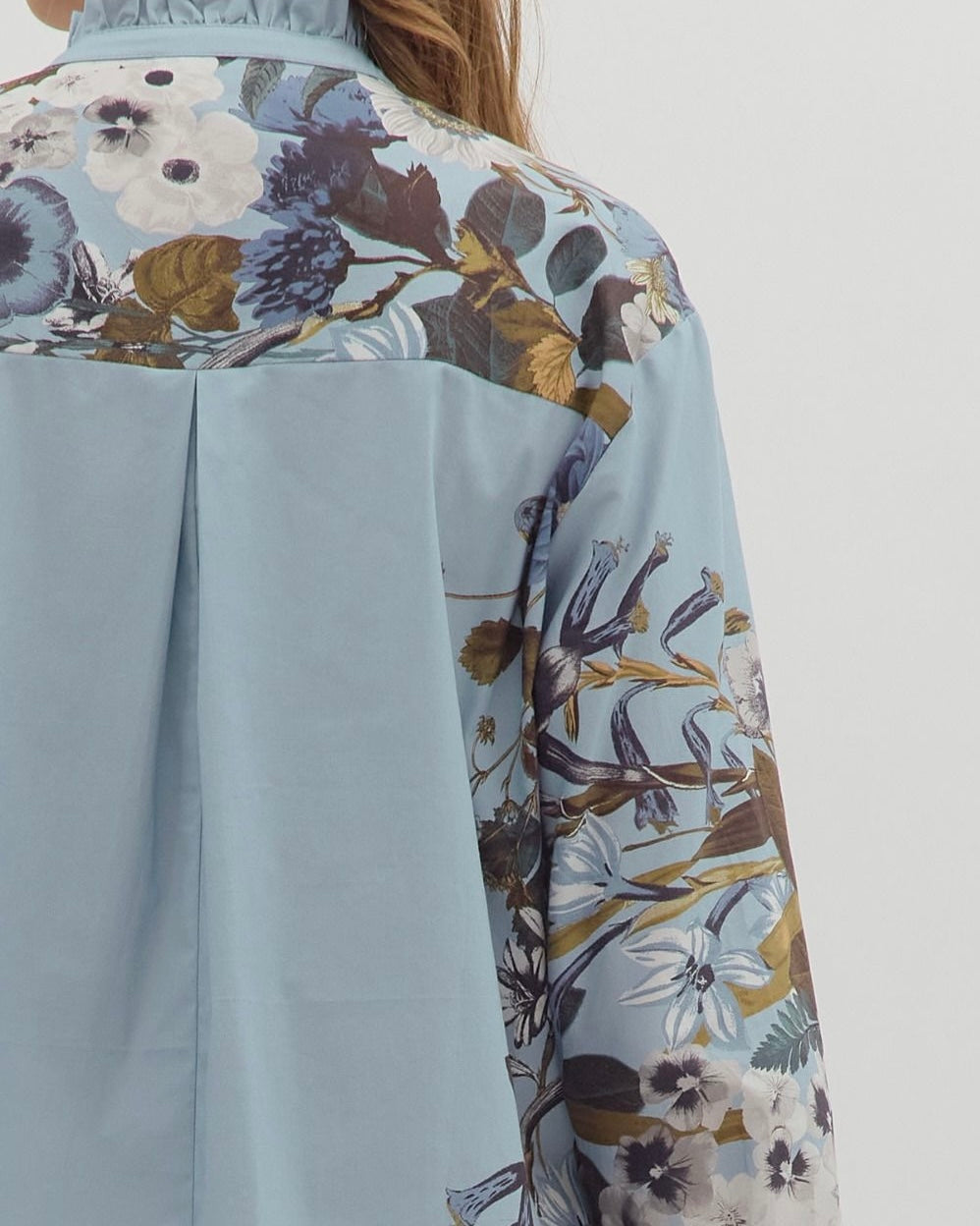 Cotton Top With Floral Accent Long Sleeves - Blackbird Boutique