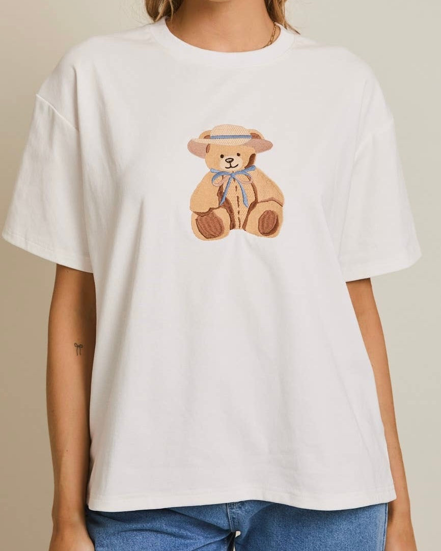 Teddy Embroidered T-Shirt - Blackbird Boutique