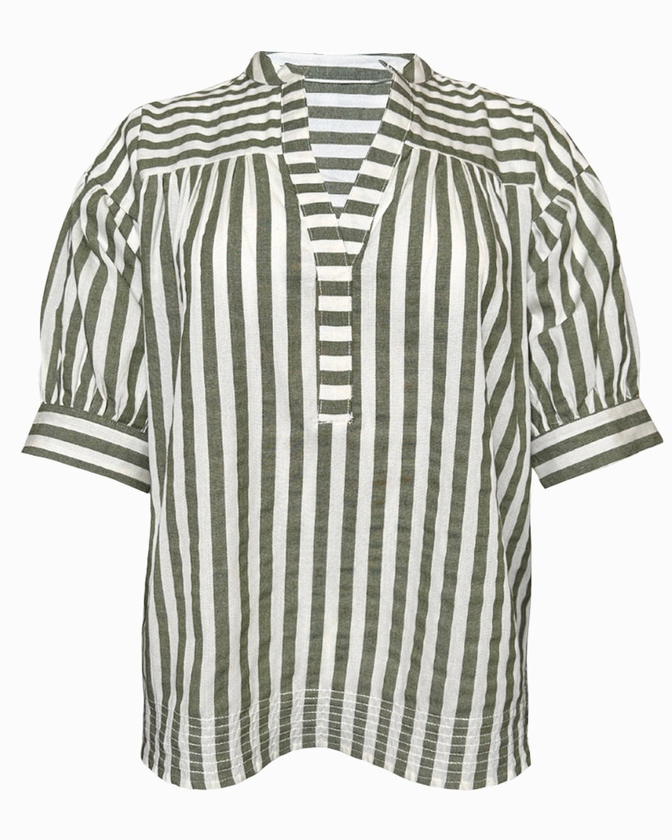 Catana Striped Split Neck Top