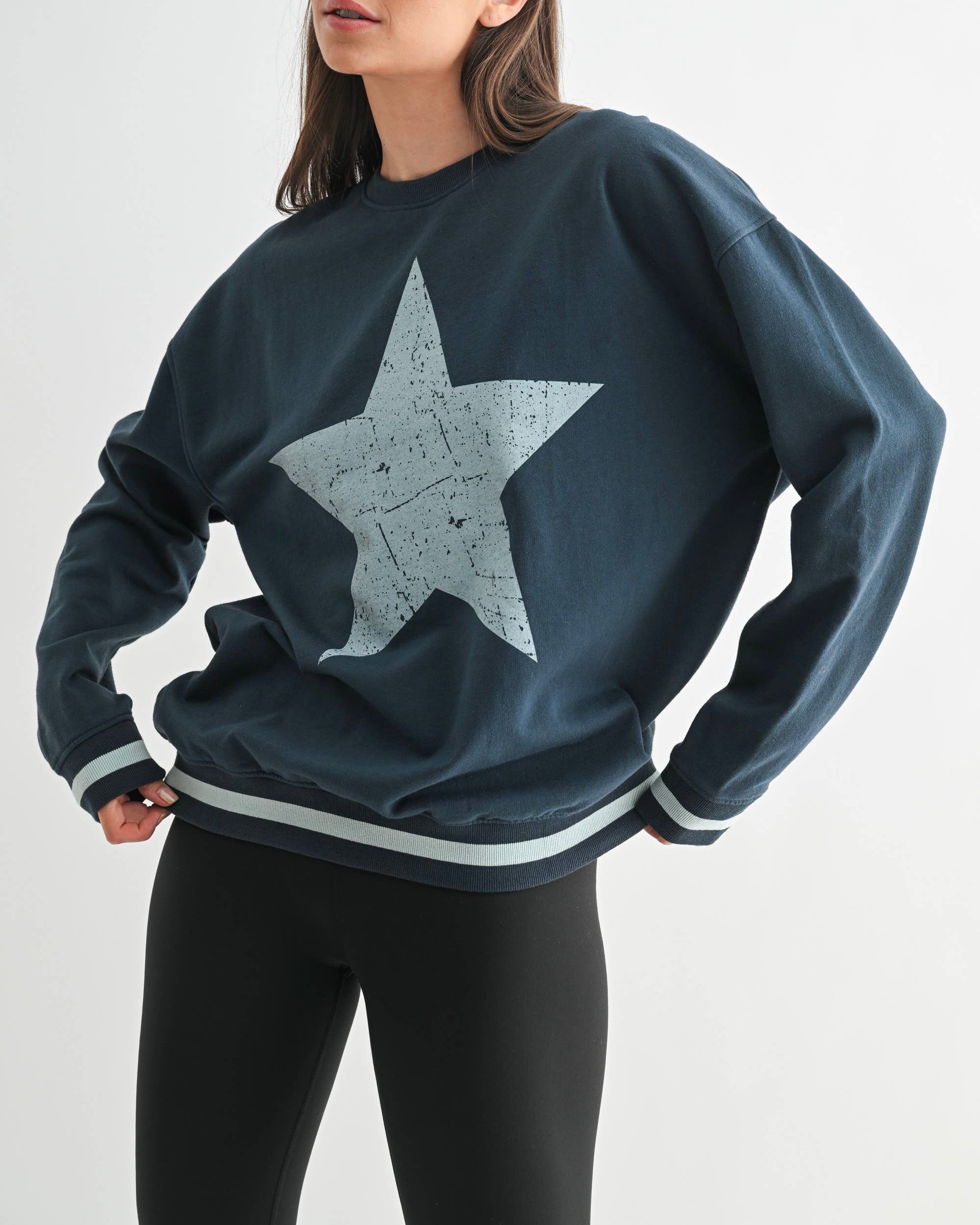 Mono B Star Crewneck Pullover - Blackbird Boutique