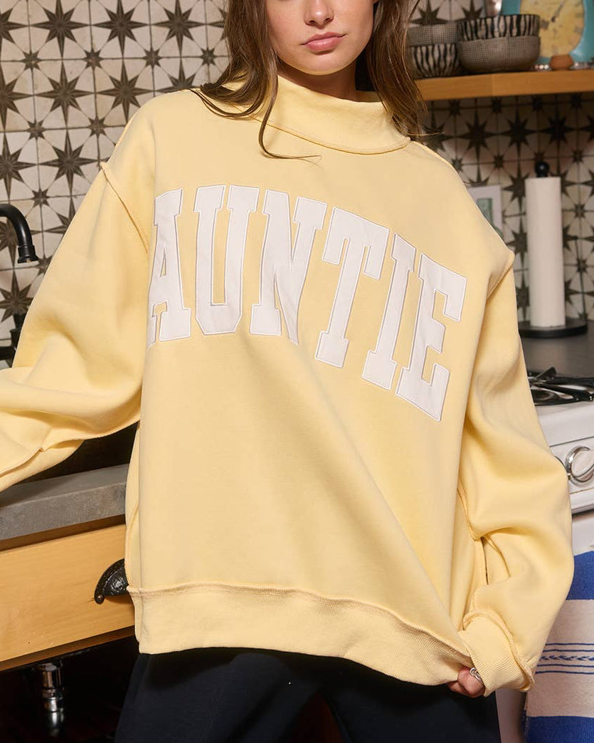 'AUNTIE' Embroidered Applique Sweatshirt