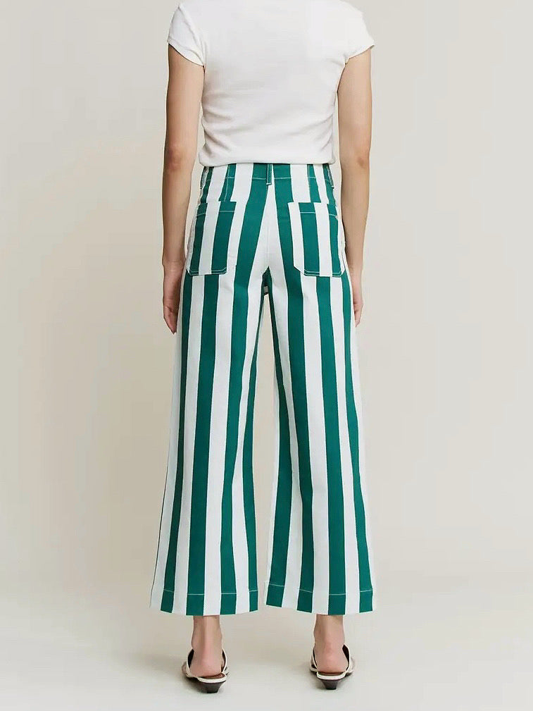 SUPER HIGH STRIPE CROPPED WIDE LEG DENIM
