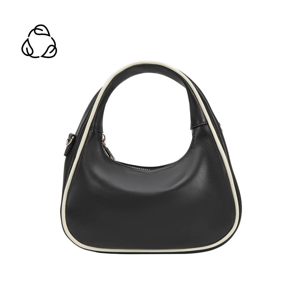 MELIE BIANCO Sarita Black Recycled Vegan Leather Top Handle Bag