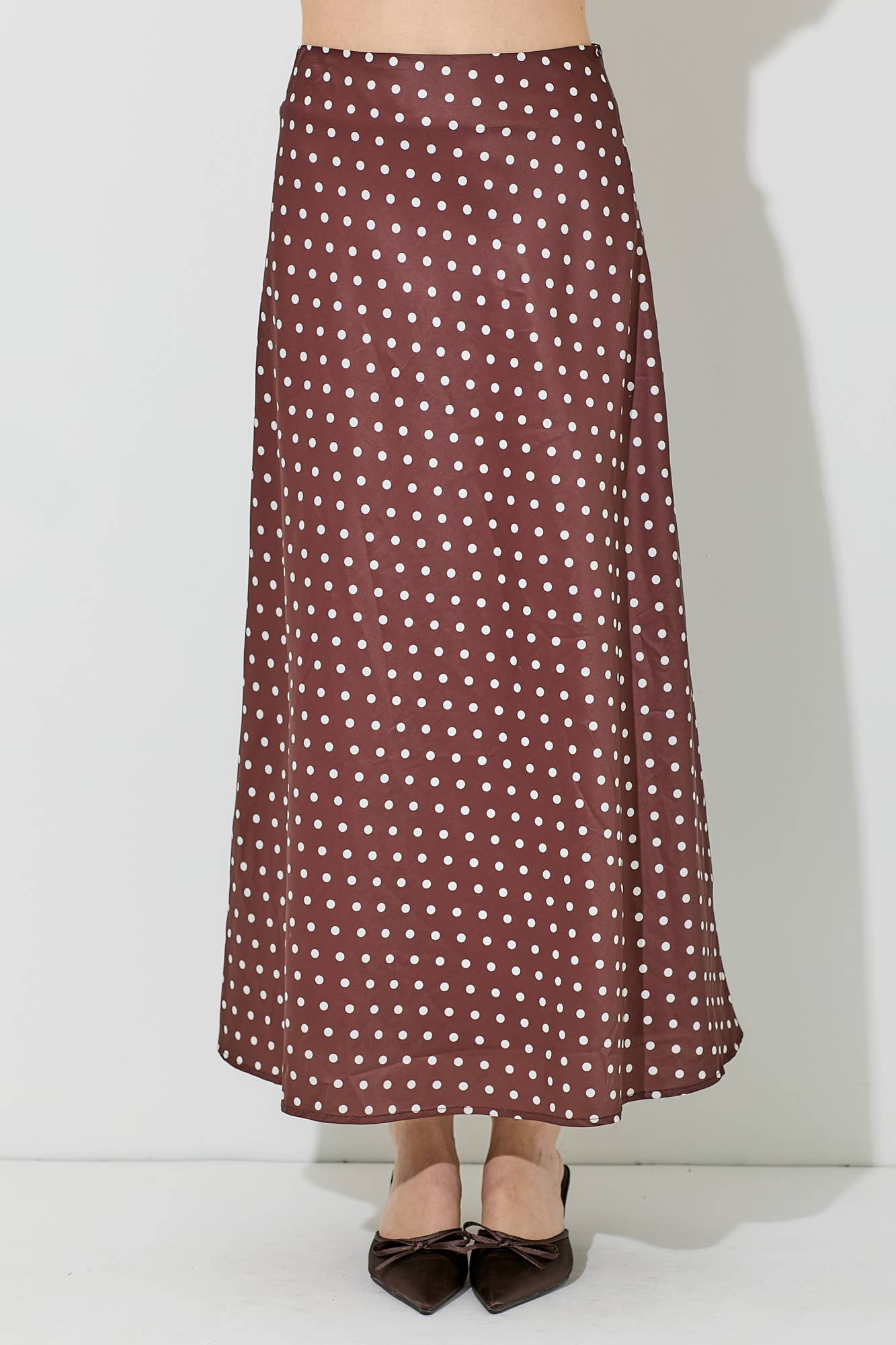Polka Dot Print Midi Skirt