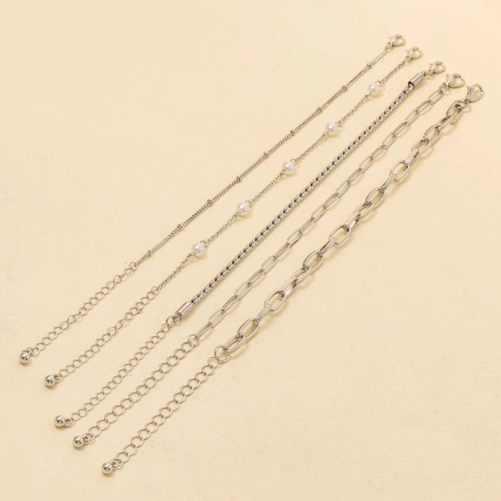 Mixed Metallic Chains Bracelet Set - Blackbird Boutique