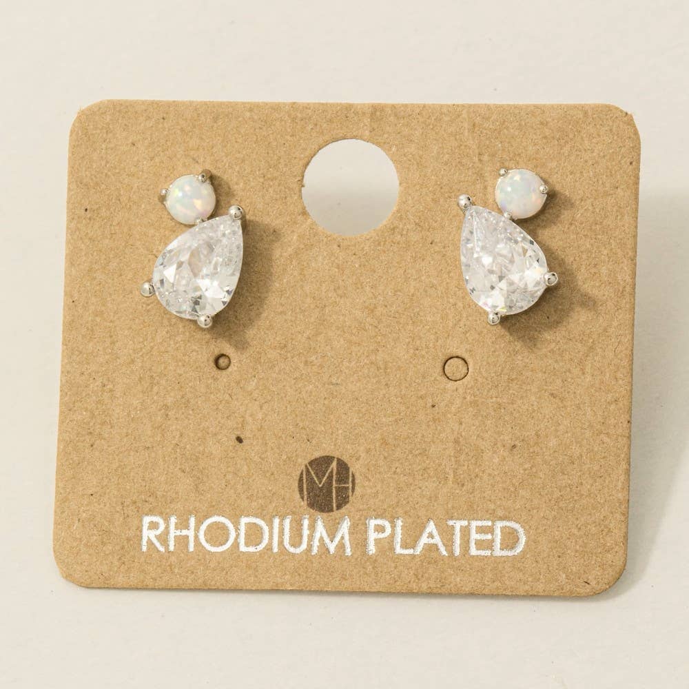 Rhinestone Teardrop Stud Earrings - Blackbird Boutique