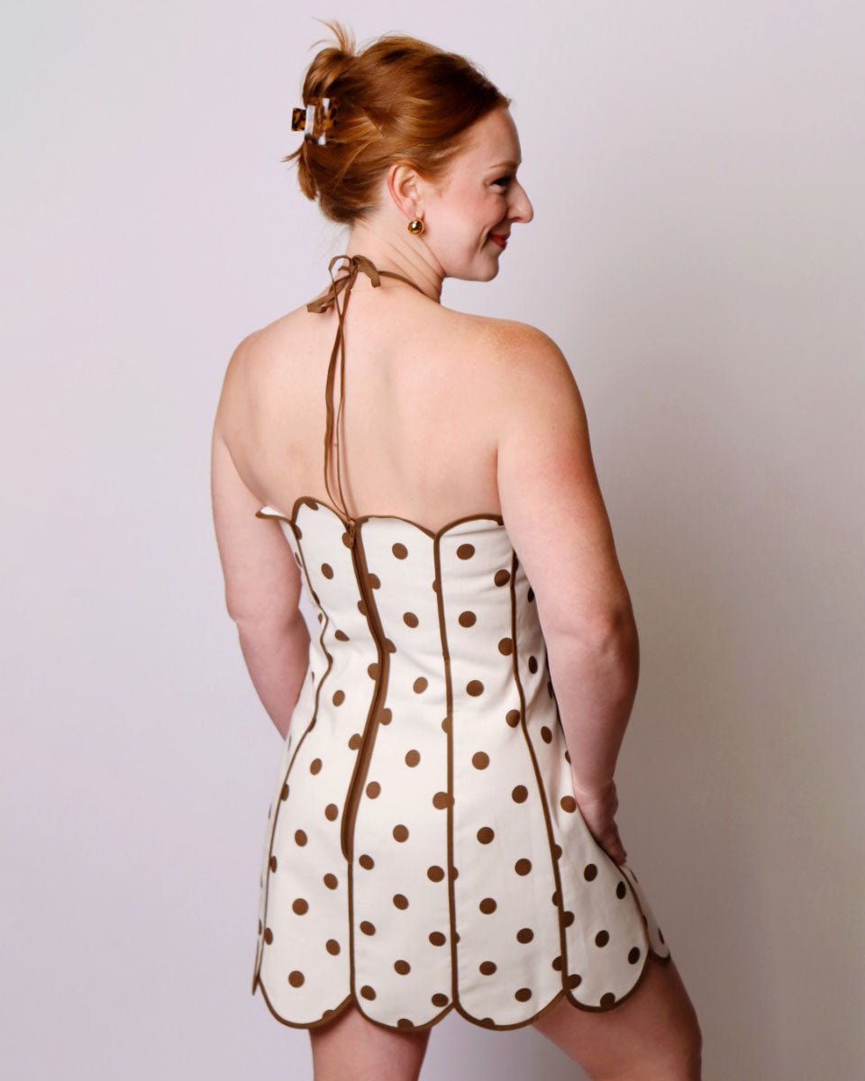 The Anastasia Halter Mini Polka Dot Dress