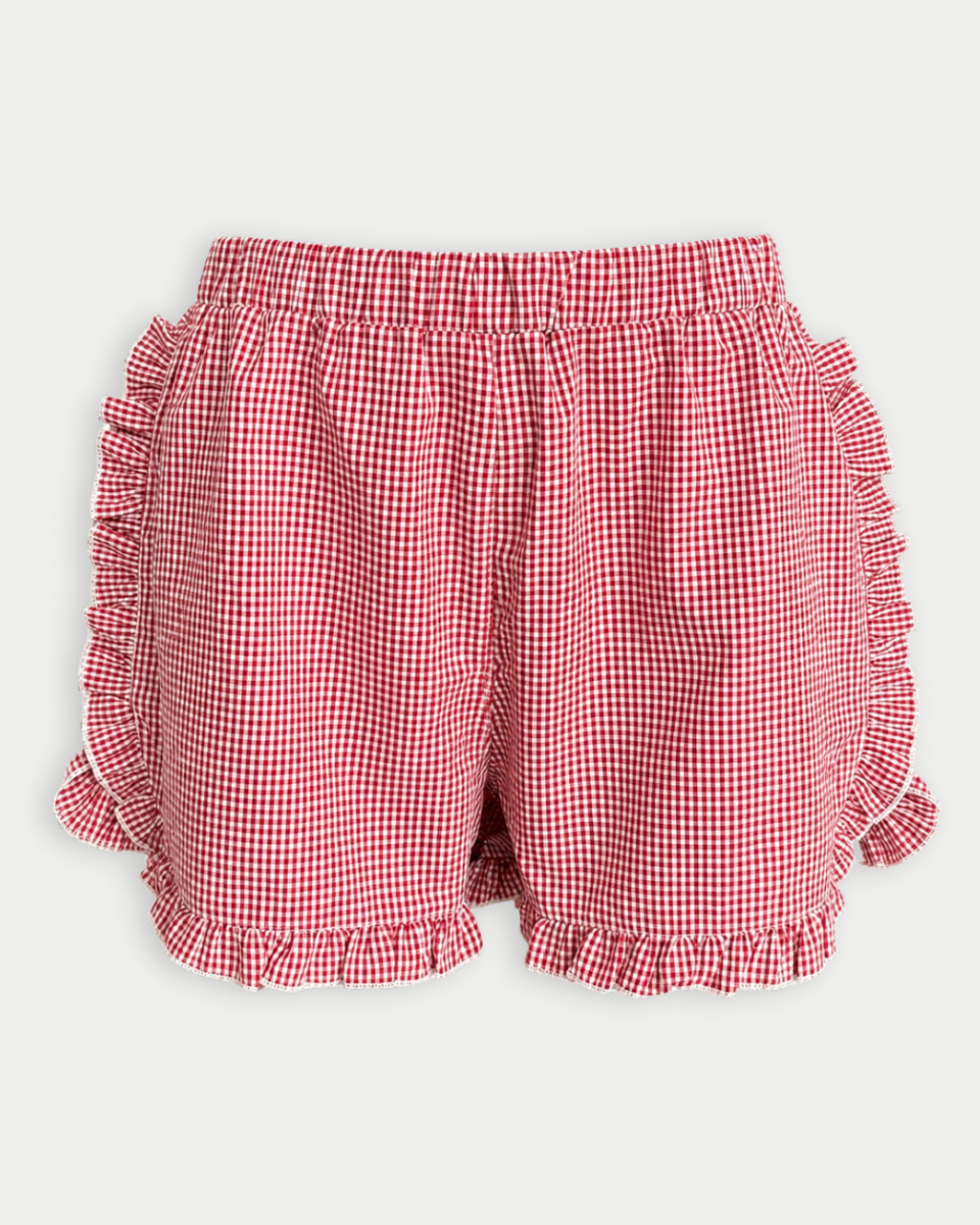 Paige Ruffle Gingham Dolphin Shorts