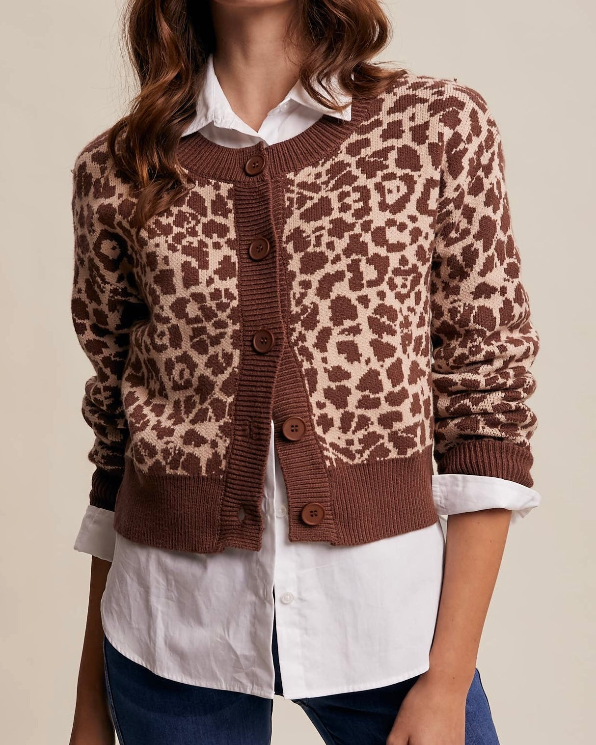 Leopard Knit Button Up Cardigan - Blackbird Boutique