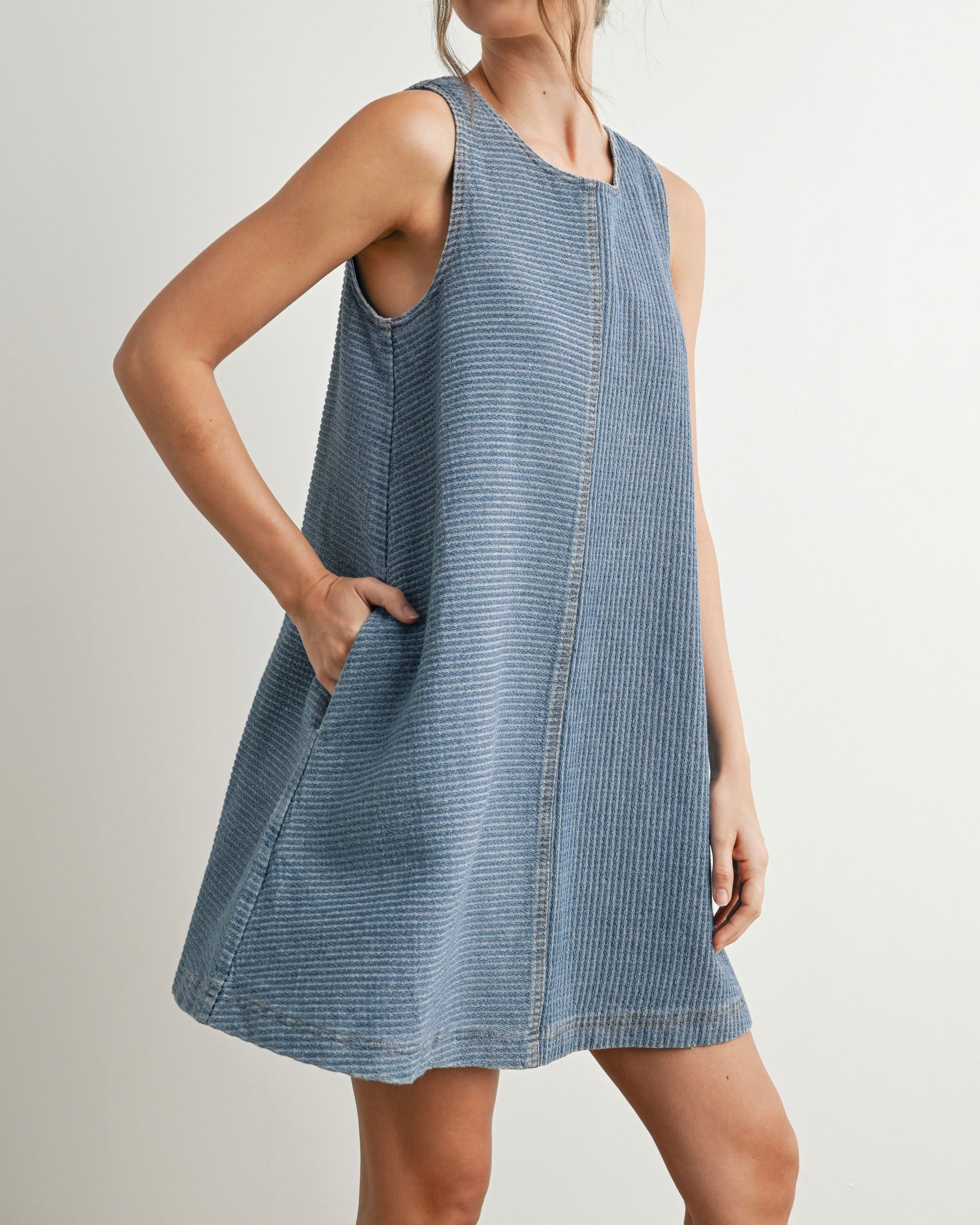Cotton Denim Mini Dress - Blackbird Boutique