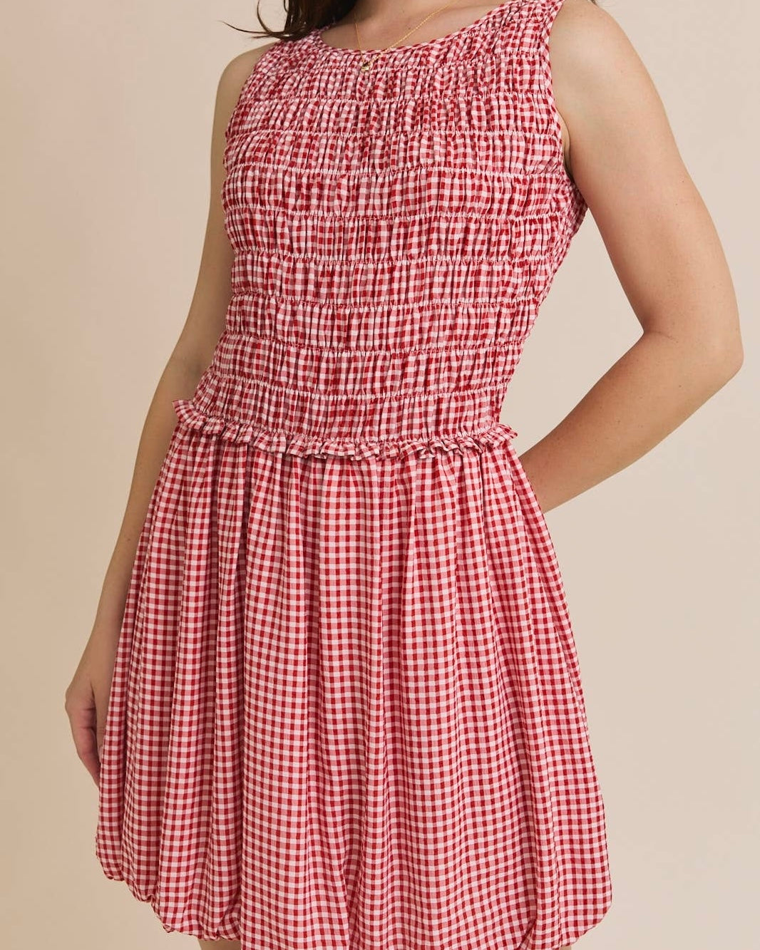 Bubble Hem Gingham Dress - Blackbird Boutique