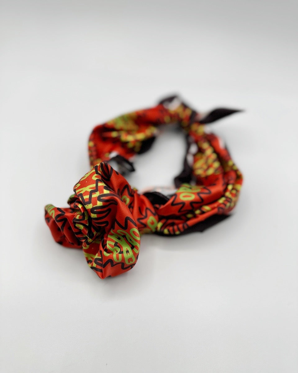 Wavy Diamond Print Silky Bandana Scarf - Blackbird Boutique