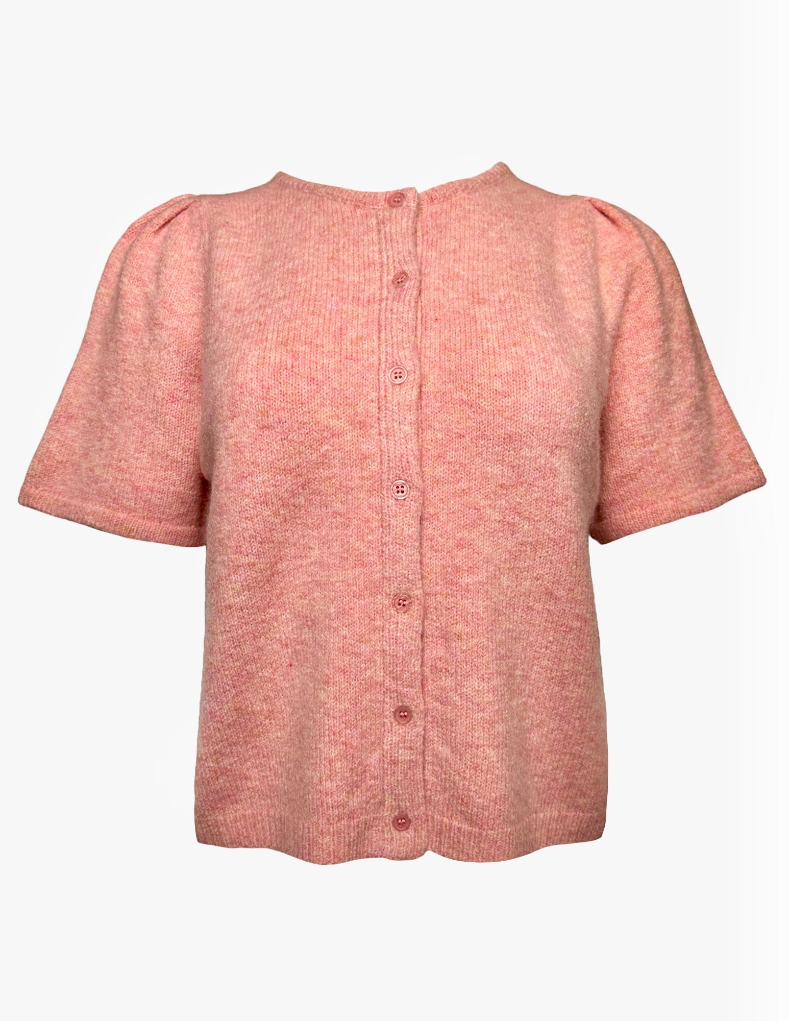 SHORT PUFF SLEEVE SWEATER CARDIGAN