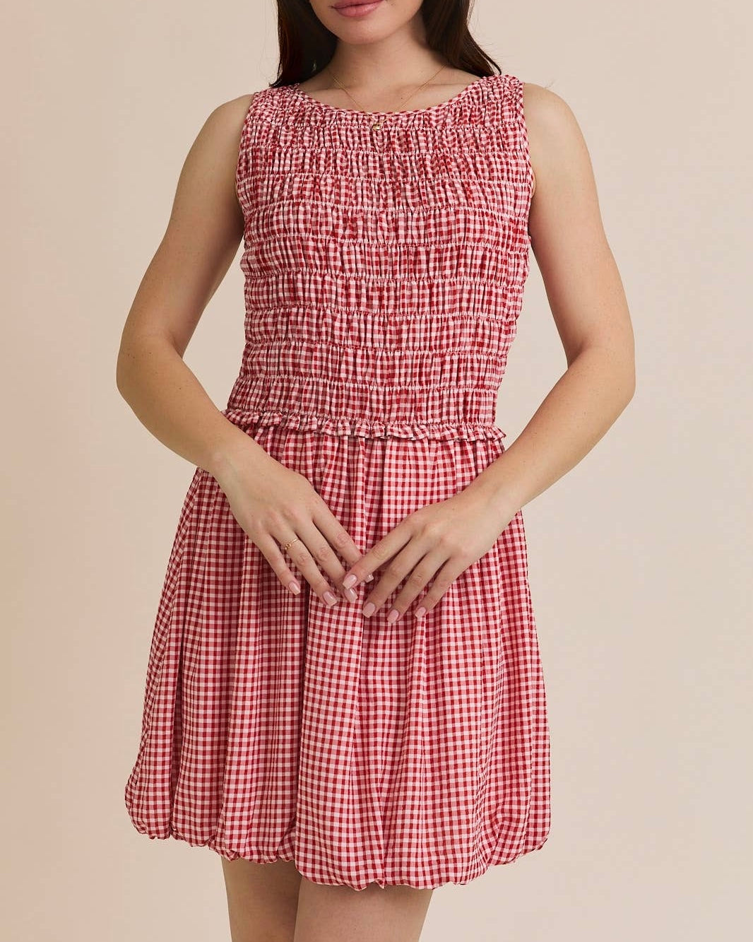 Bubble Hem Gingham Dress - Blackbird Boutique
