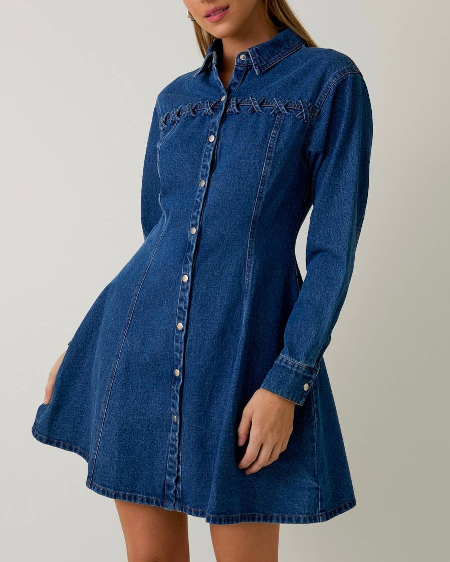 Fit & Flare Denim Mini Dress