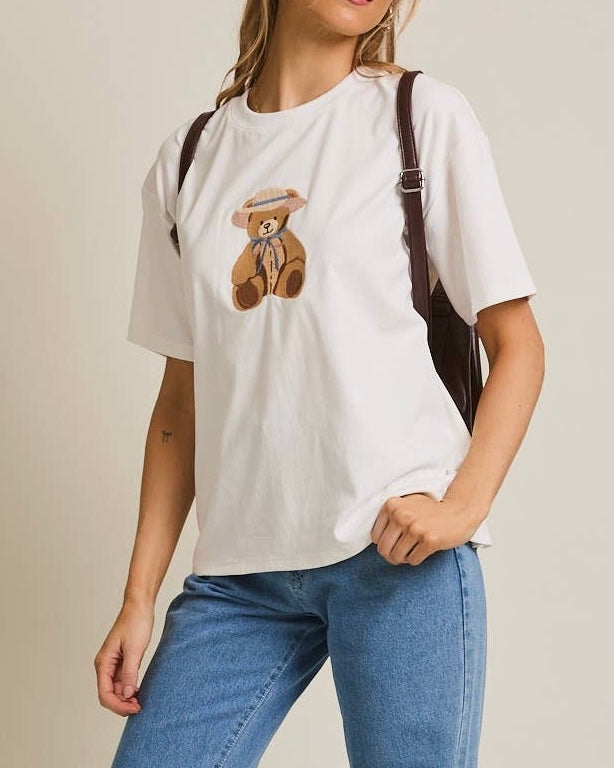 Teddy Embroidered T-Shirt - Blackbird Boutique