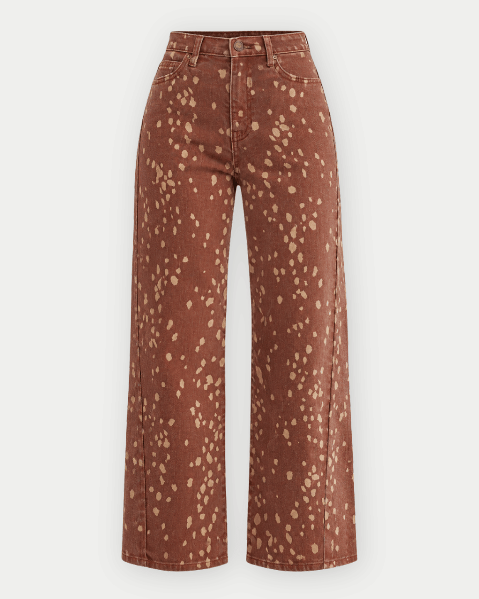Bambi Deer Print Seamed Slim Wide Leg Jeans | Blackbird Boutique