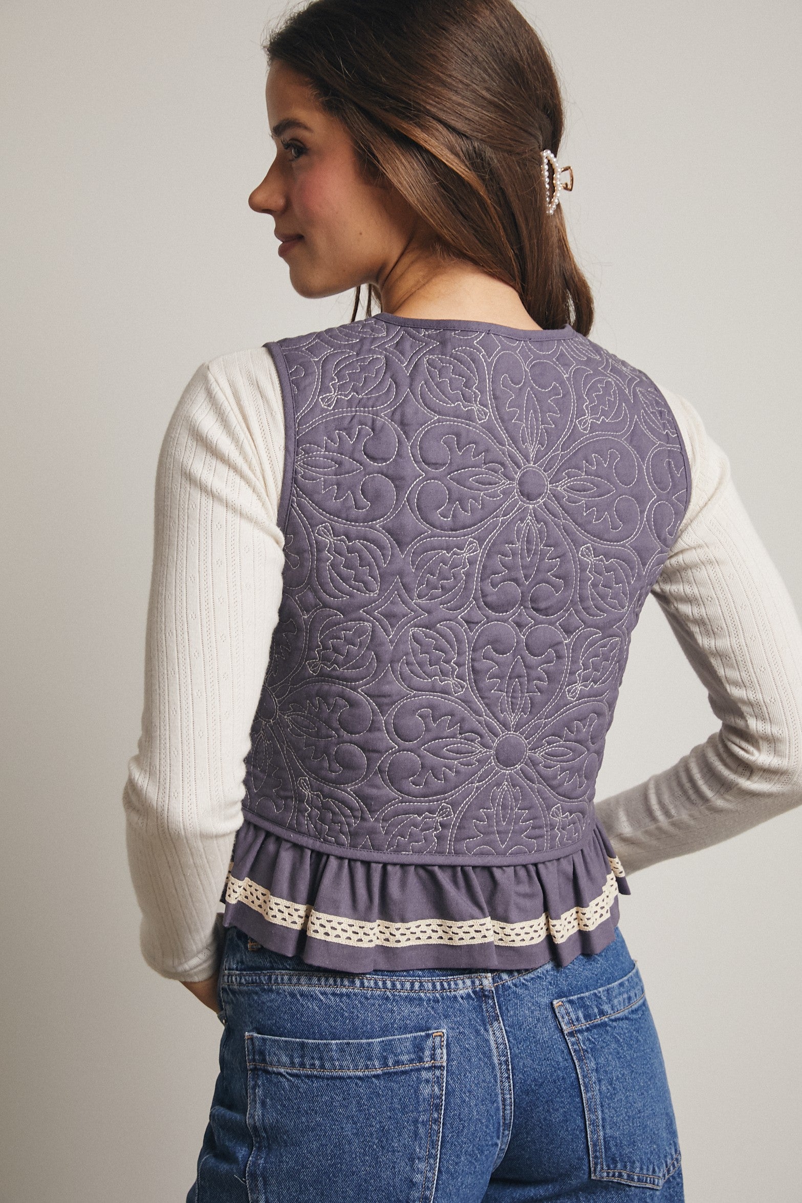 Quilted Peplum Vest - Blackbird Boutique