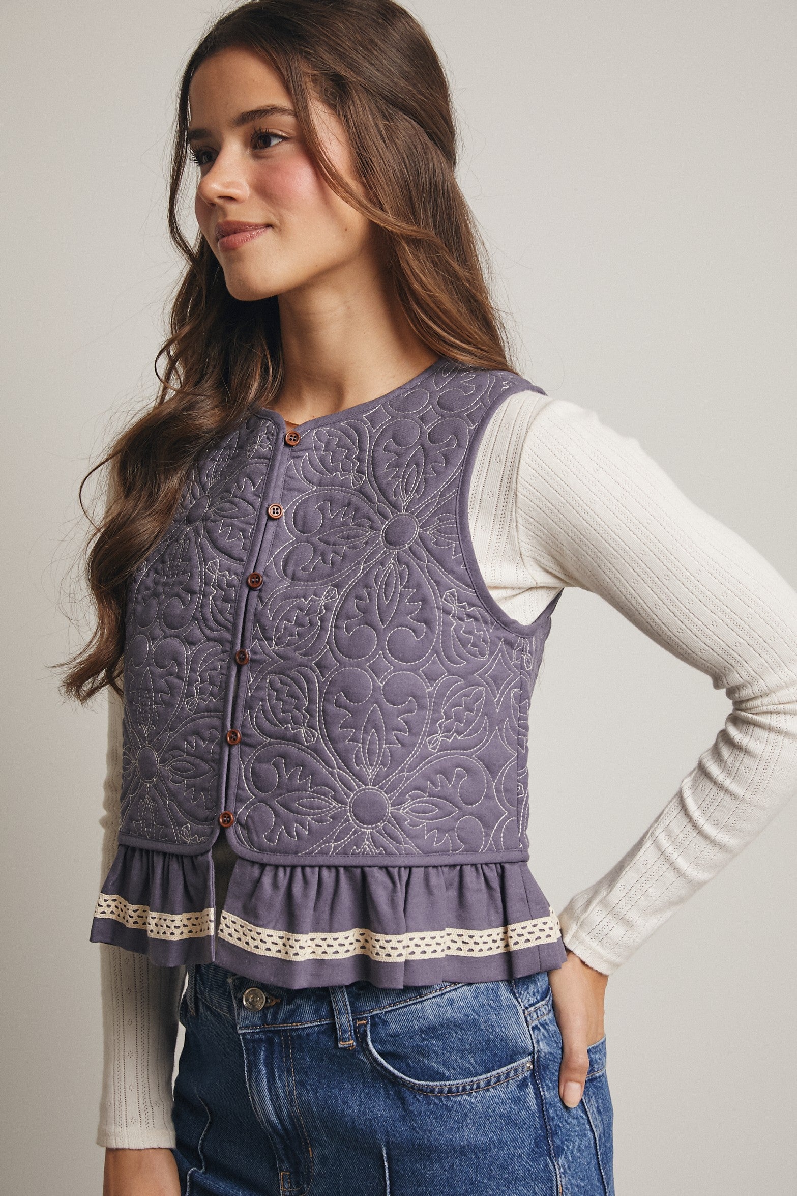 Quilted Peplum Vest - Blackbird Boutique