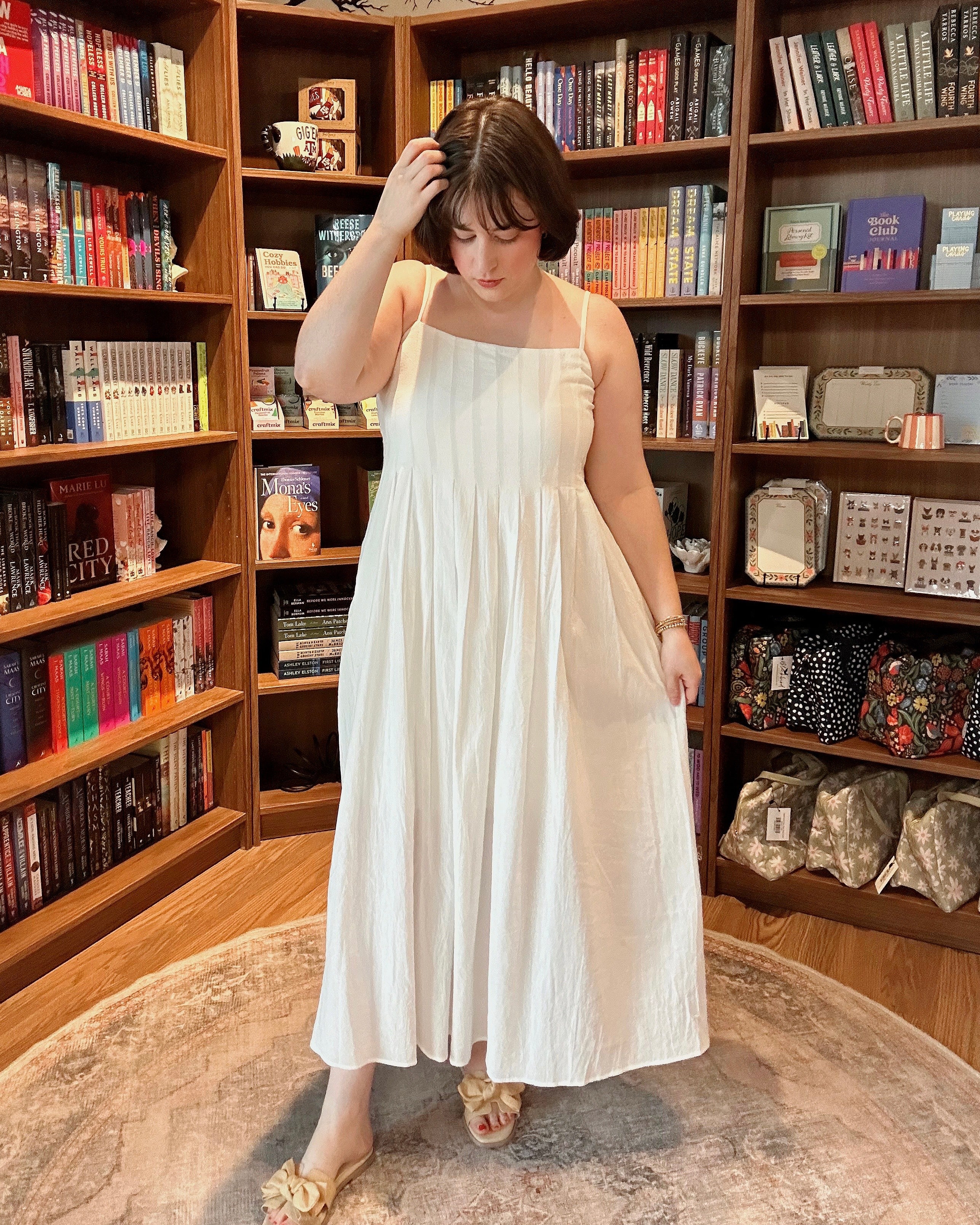 COTTON PLEATED BUST MIDI DRESS - Blackbird Boutique