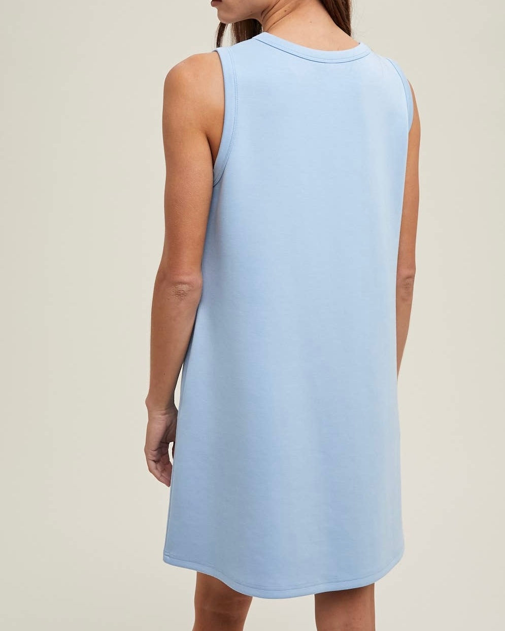 A-Line Mini Tank Dress in Blue - Blackbird Boutique