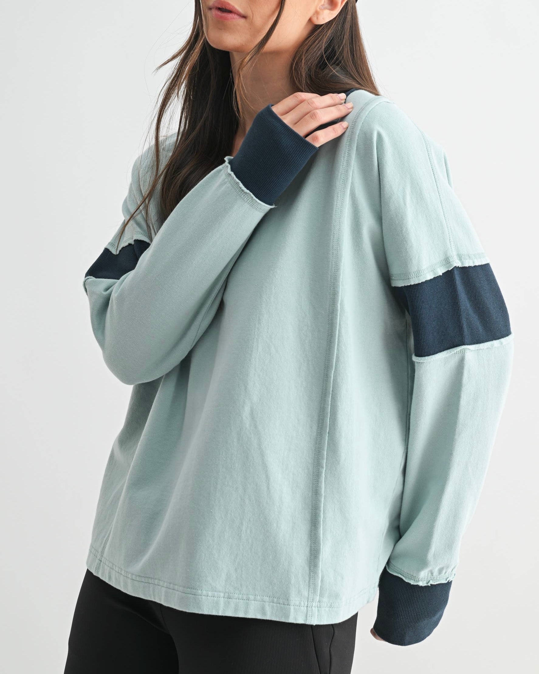 Mono B Collared Contrast Top - Blackbird Boutique