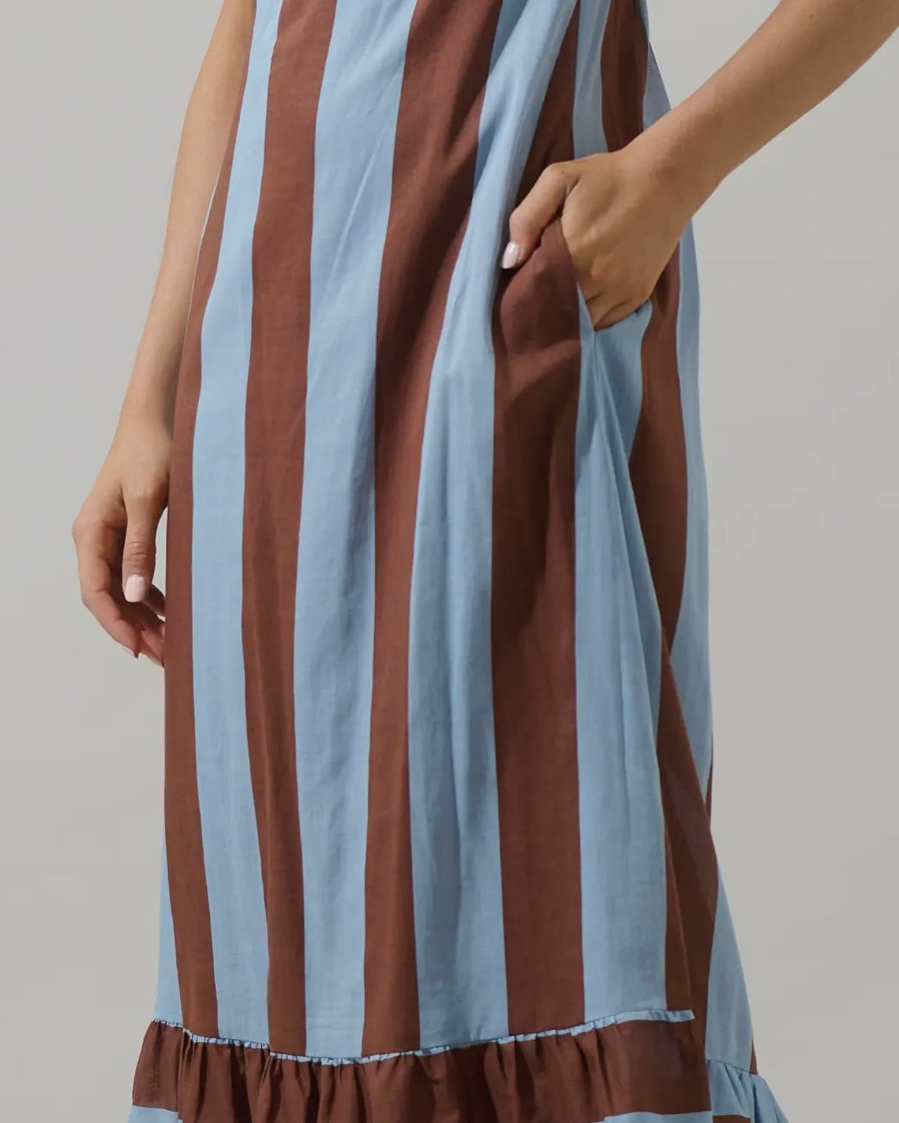 Evabelle Stripe Xena Puff Sleeve Maxi Dress - Blackbird Boutique