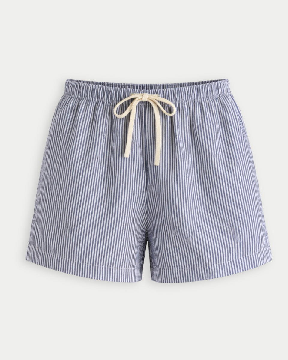 Casual Striped Drawstring Shorts in Blue - Blackbird Boutique