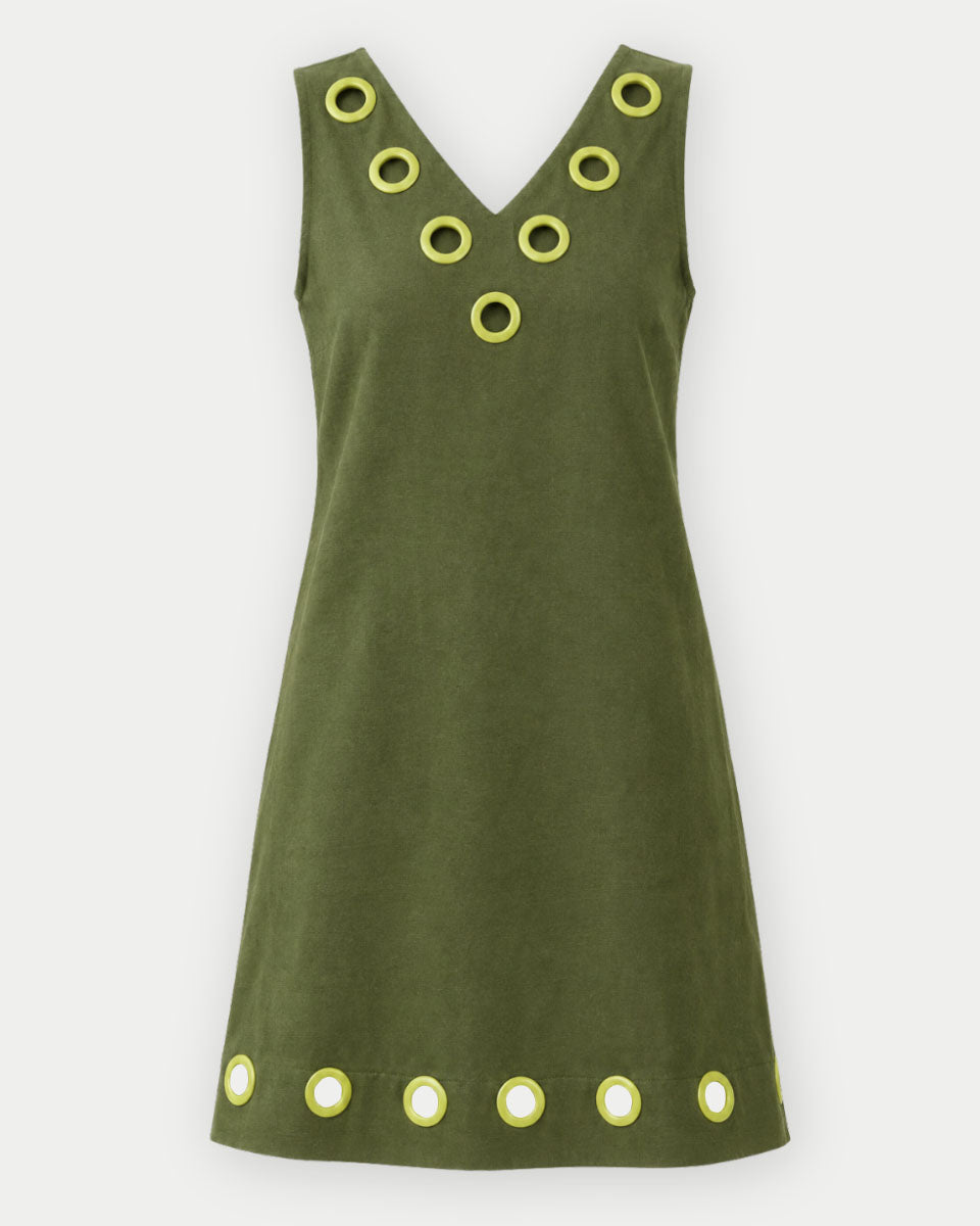 Donna Sleeveless Grommet Detail Shift Mini Dress
