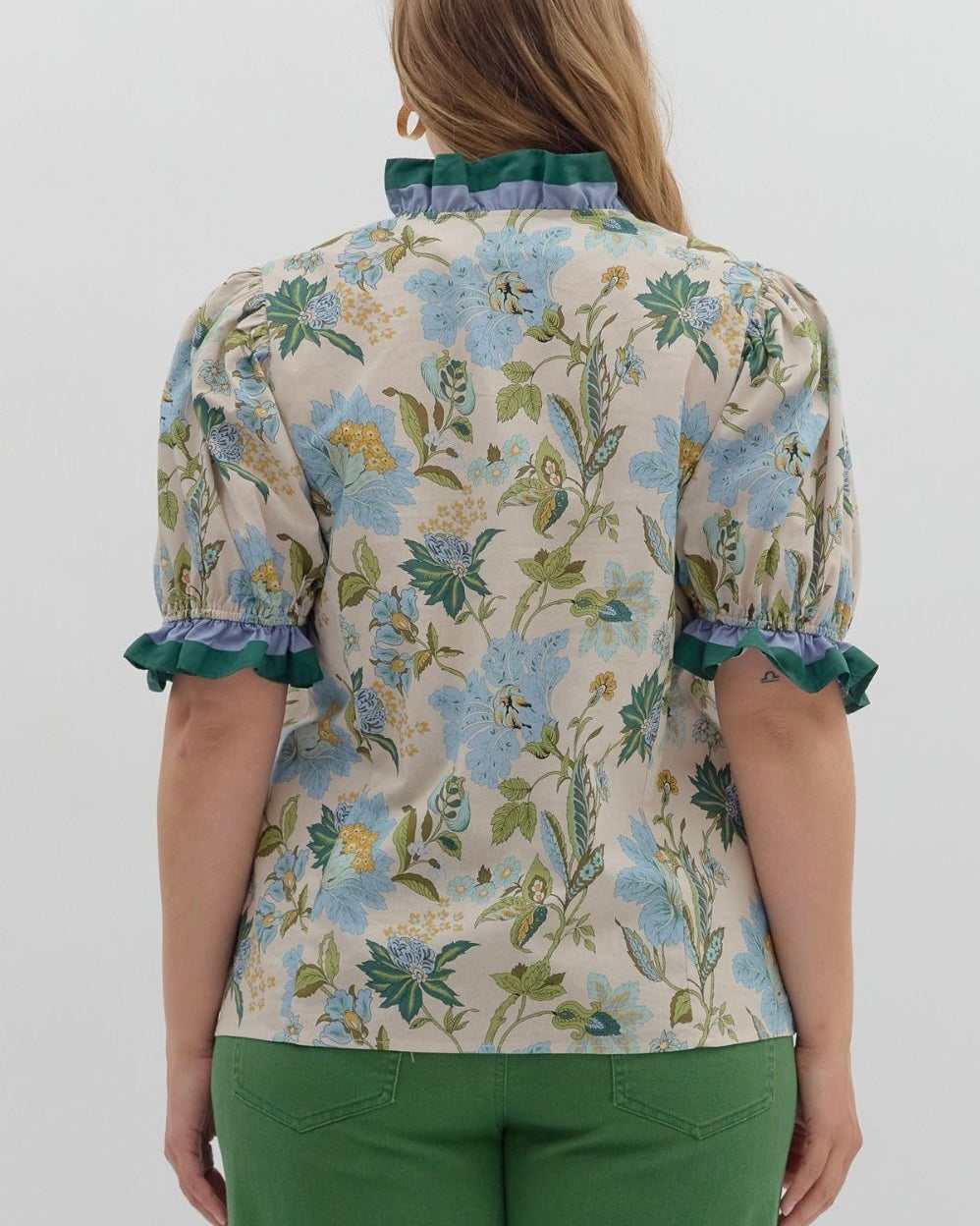 Floral Print Puff Sleeve Top - Blackbird Boutique
