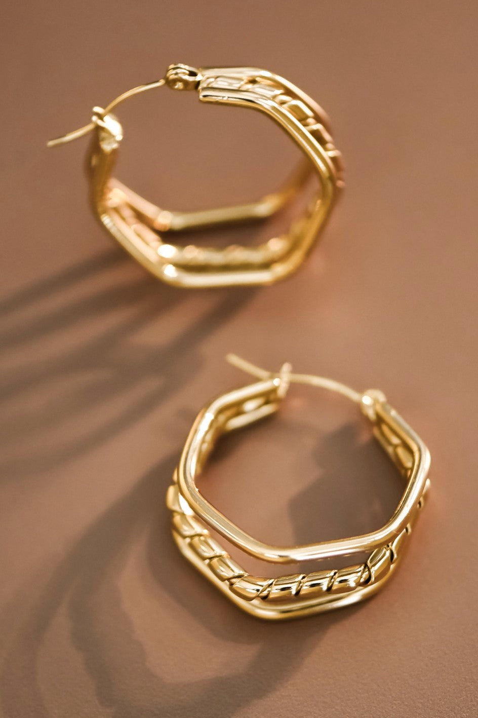 Gold Textured Triple Hoop Earrings