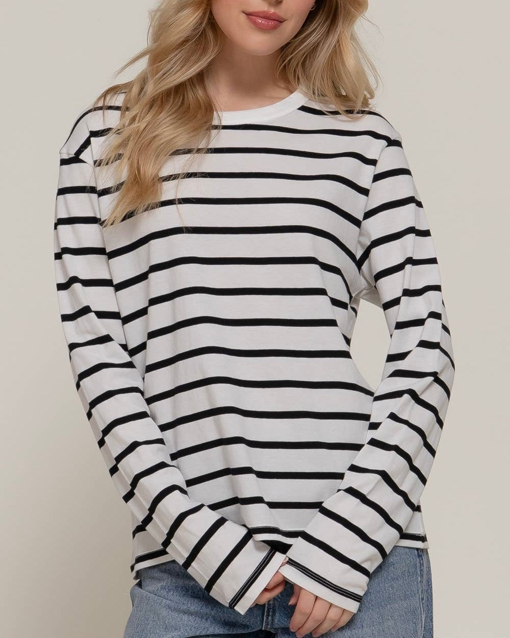 Long Sleeve Cotton Striped Tee - Blackbird Boutique