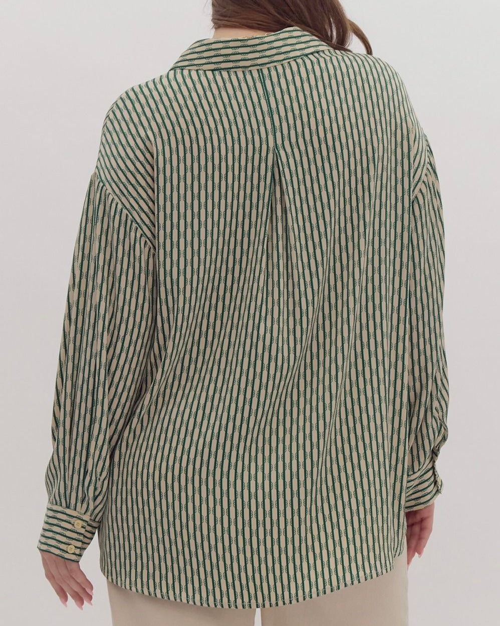 PLUS Size Pine Stripe Button Up Top - Blackbird Boutique