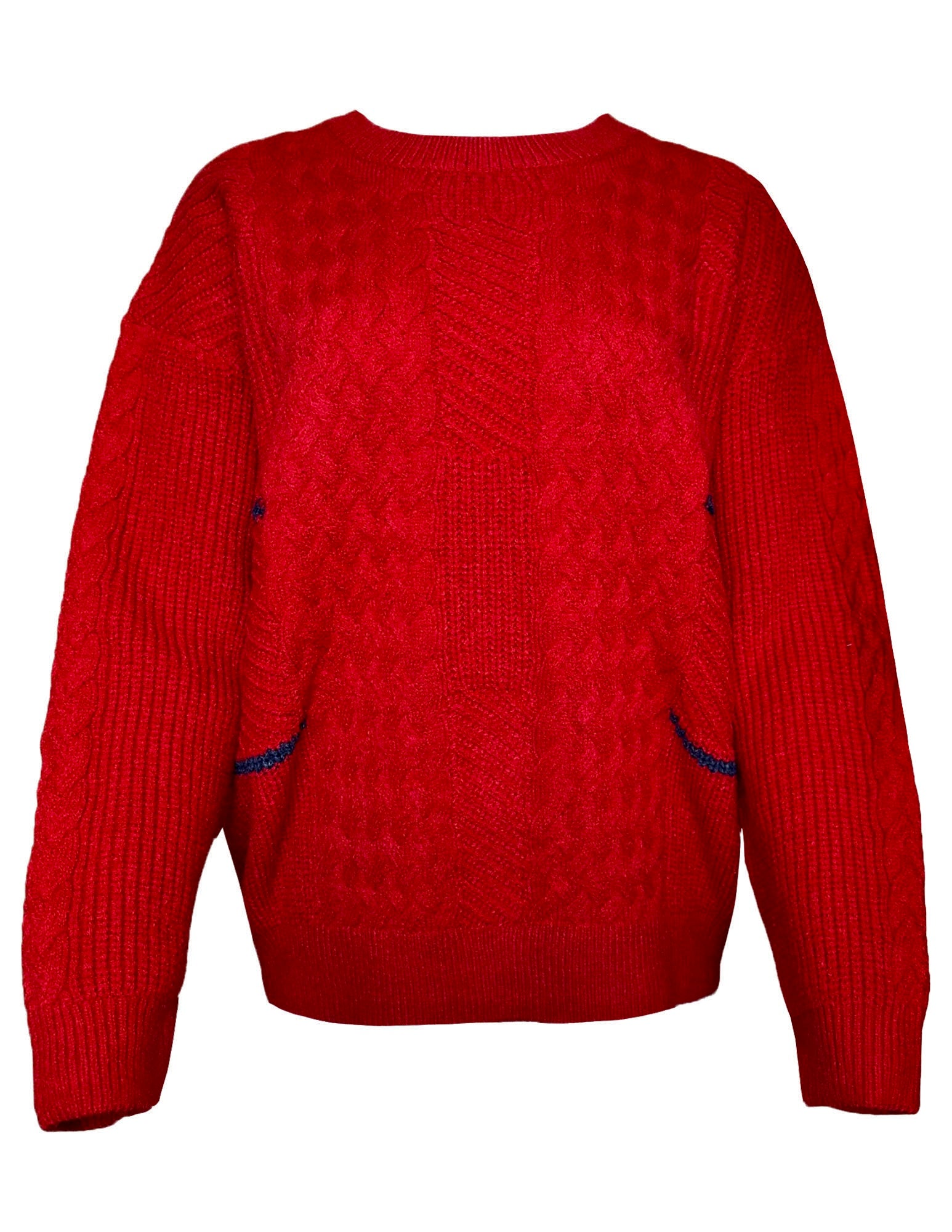 Cable Patchwork Knit Pullover