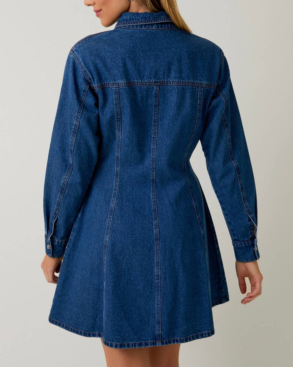 Fit & Flare Denim Mini Dress