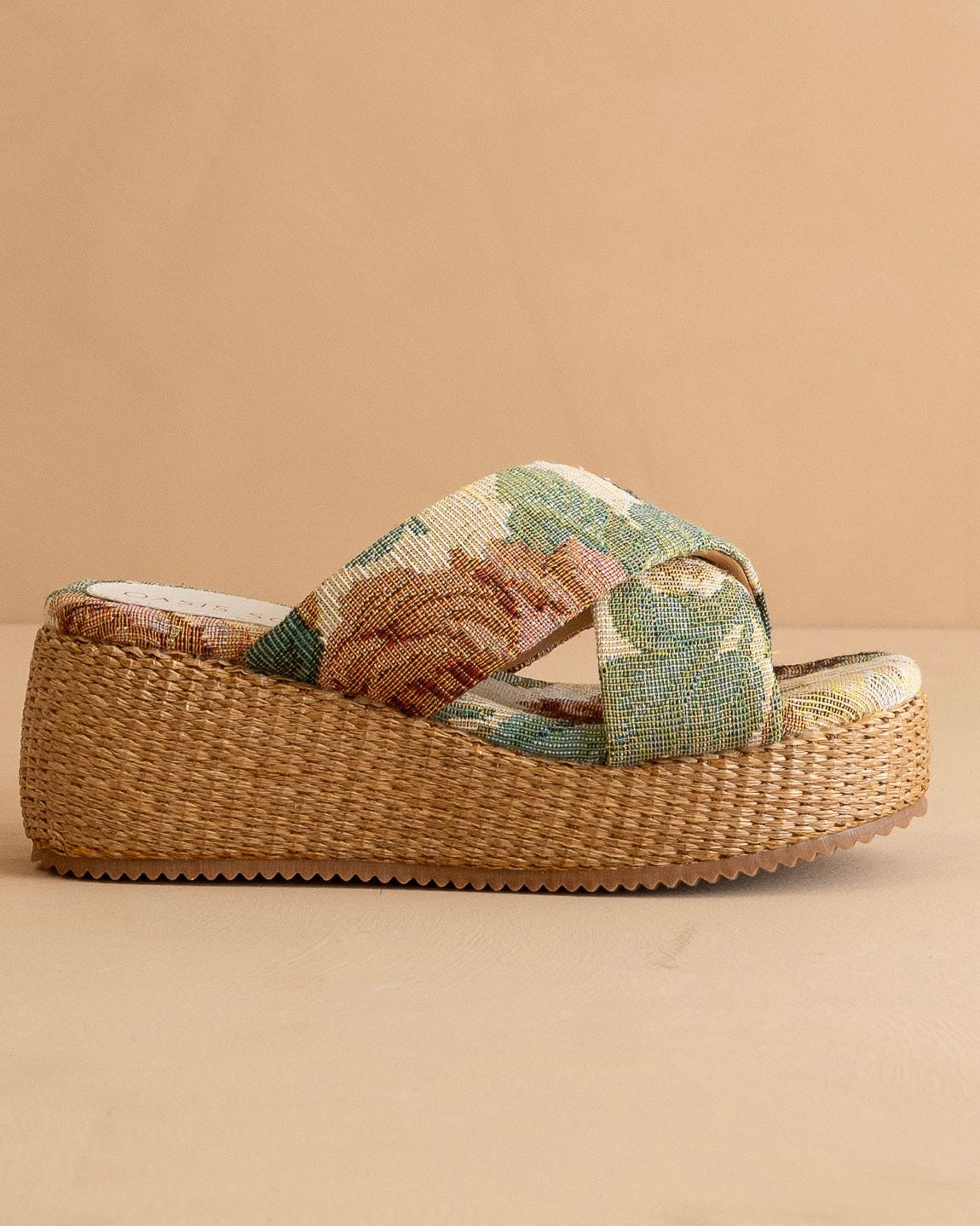 The Fresno Raffia Platform Sandals in Floral - Blackbird Boutique