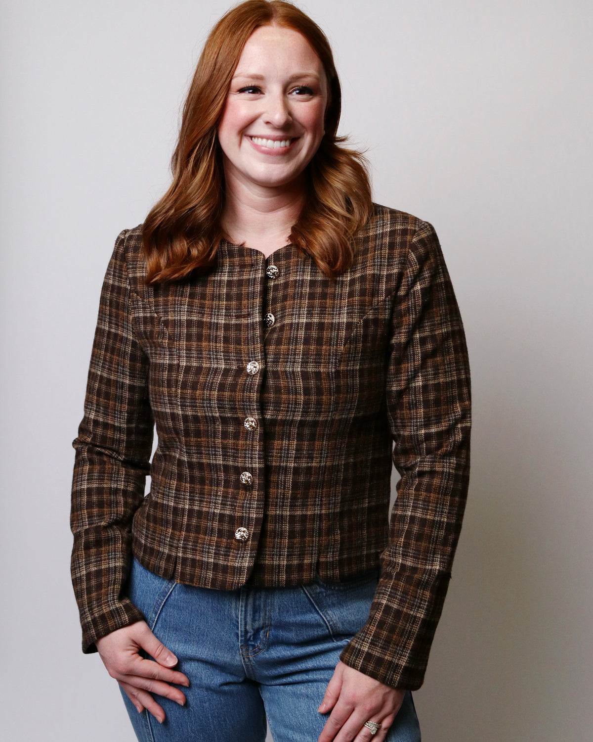 Ella Plaid Button Down Jacket