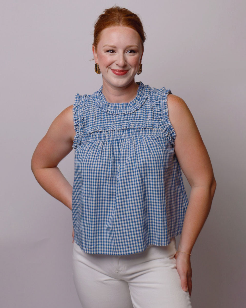 Emmy Blue Gingham Blouse