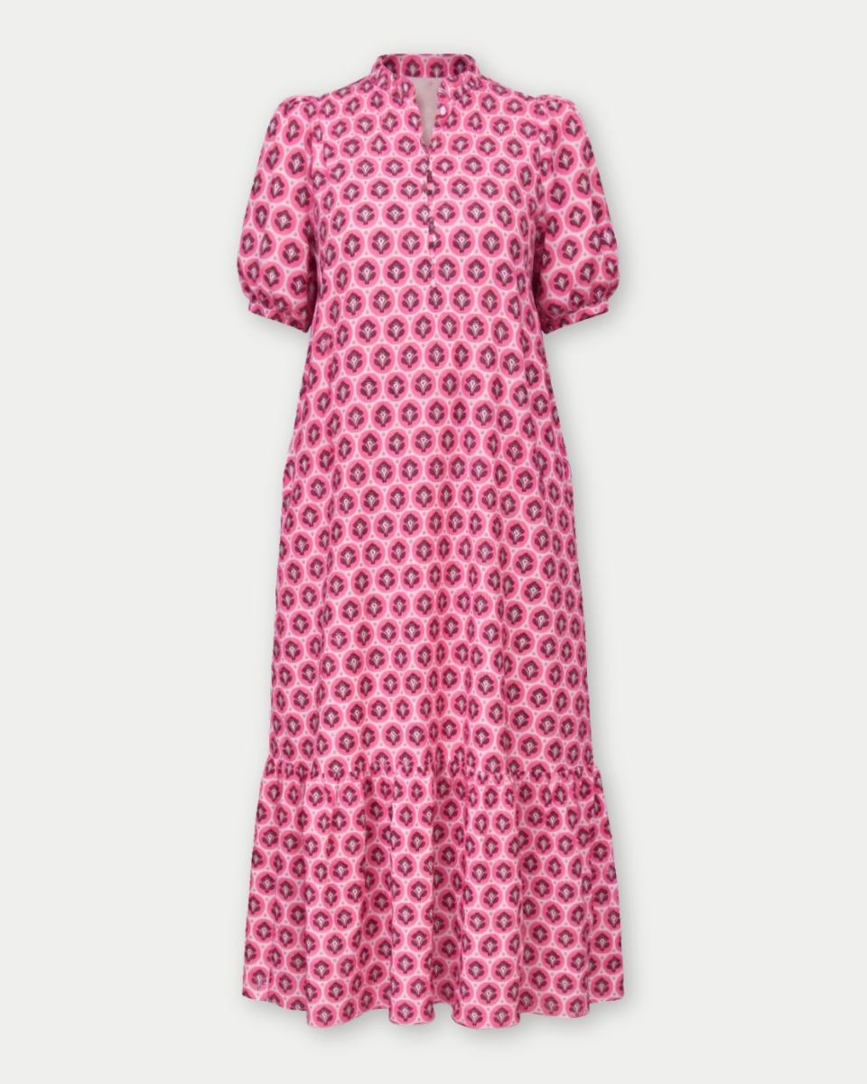 Pink floral dress on a white background