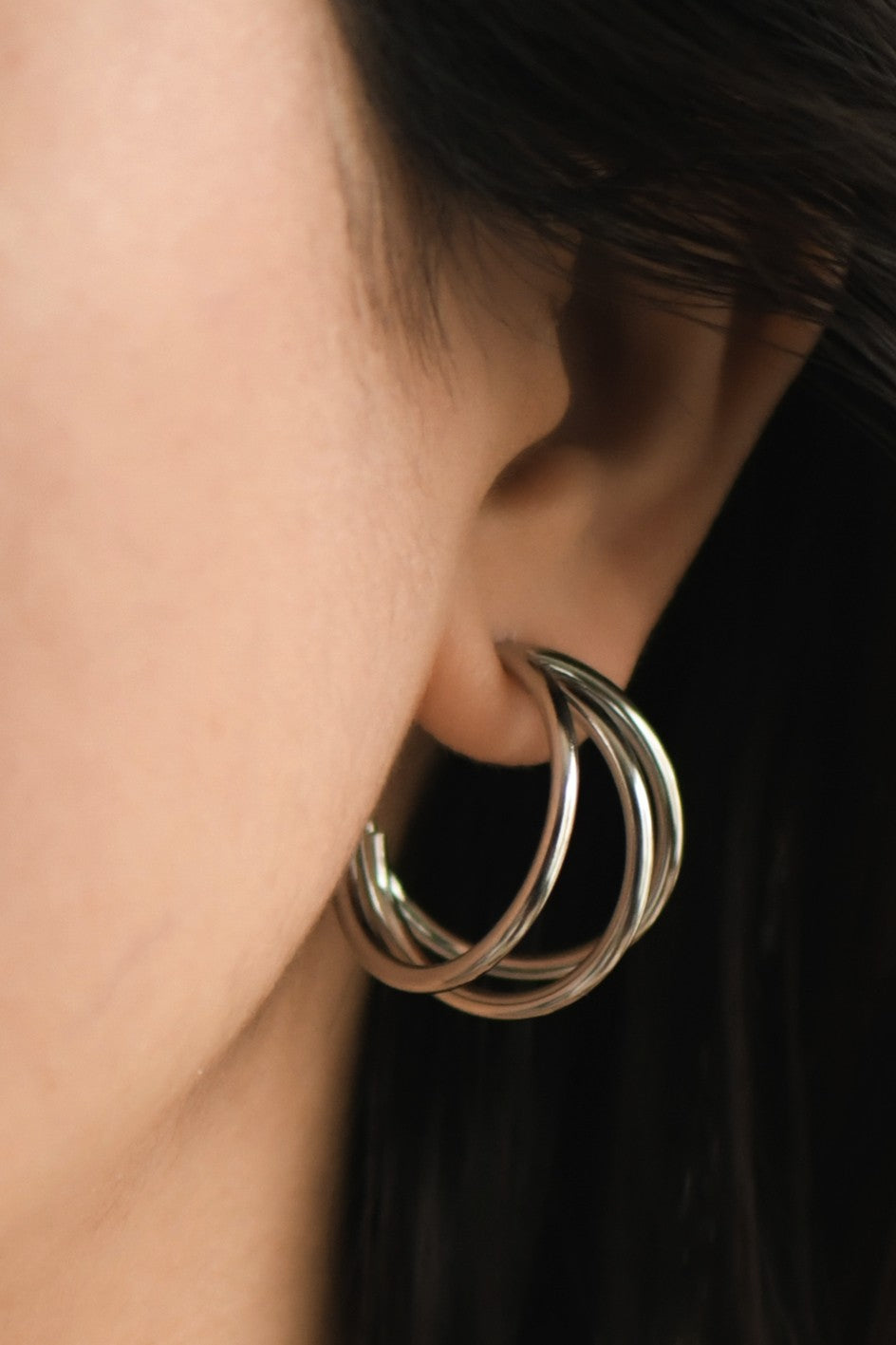 Stainless Steel Triple Hoop Earrings