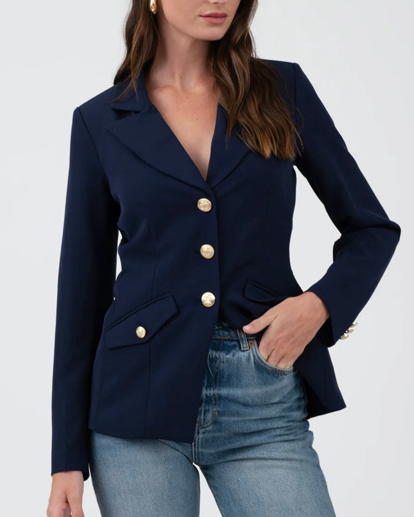 Gold Button Cuff Blazer - Blackbird Boutique
