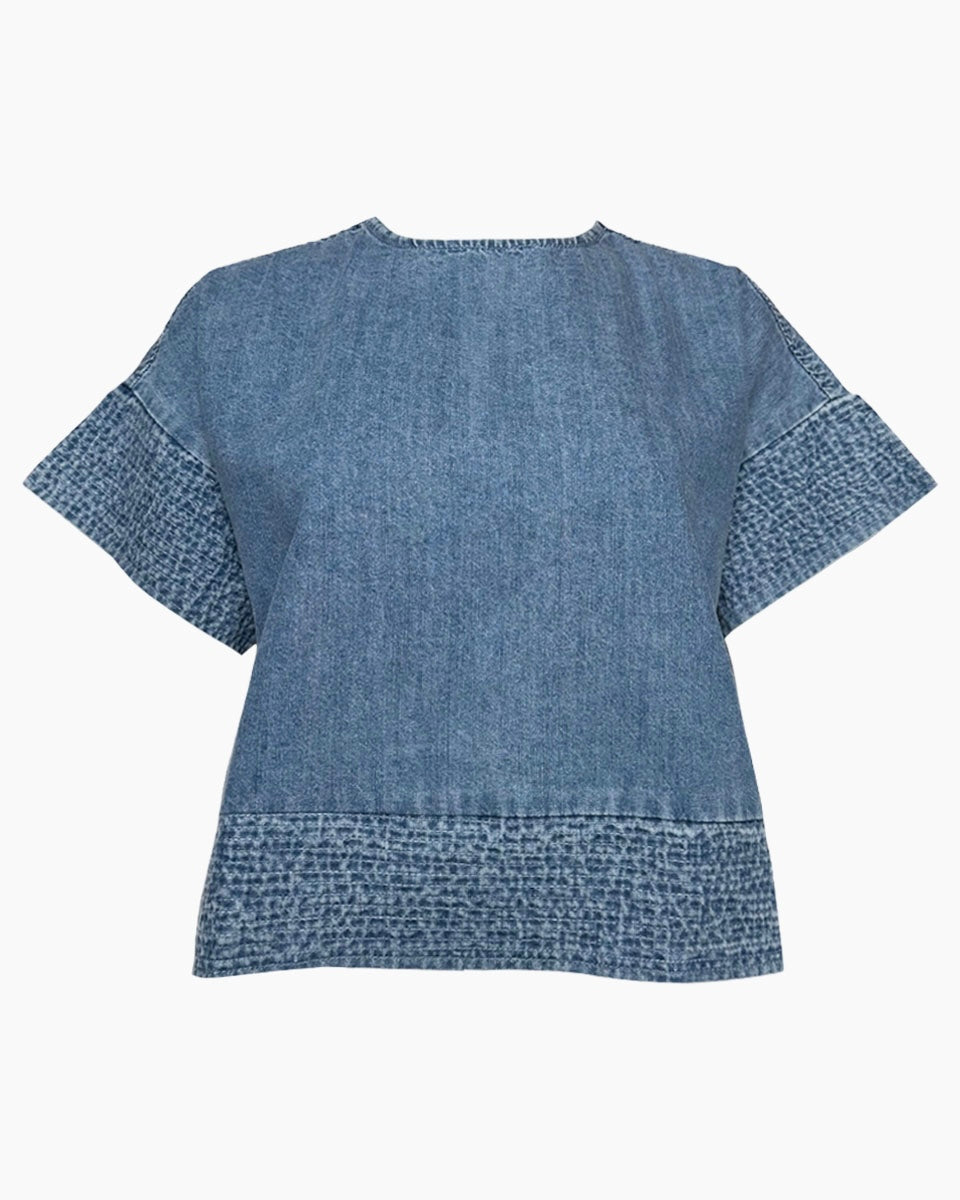 Cotton Denim Boxy Top - Blackbird Boutique