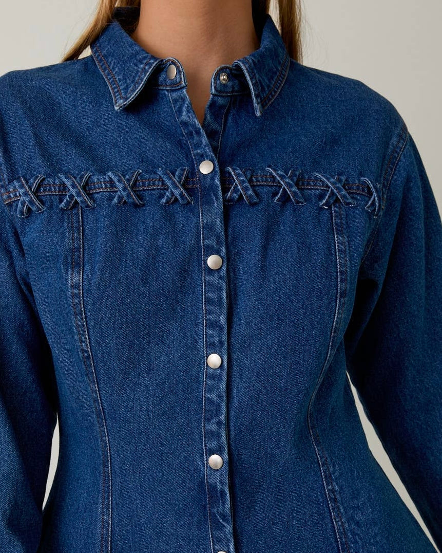 Fit & Flare Denim Mini Dress