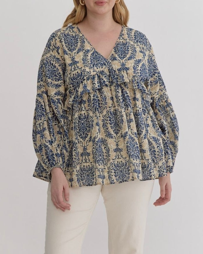 PLUS Long Sleeve Babydoll Top - Blackbird Boutique