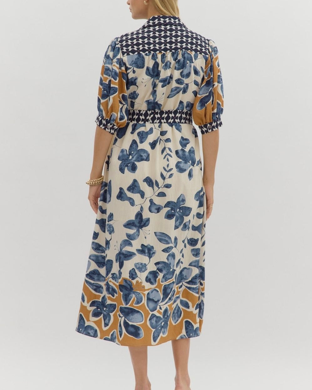 Botanical Print Midi Shirt Dress