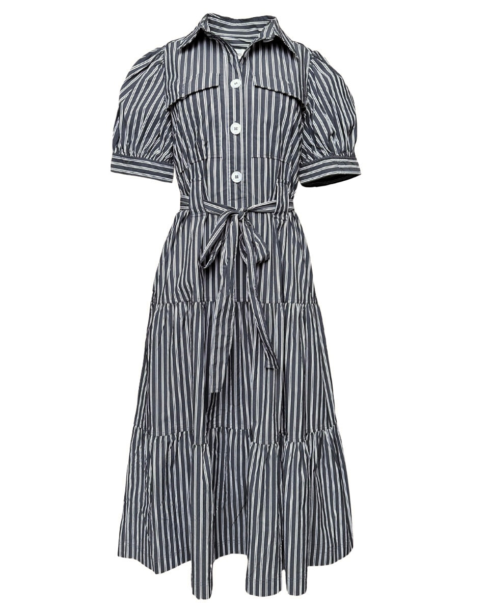 Striped Collared Button Down Midi Dress - Blackbird Boutique
