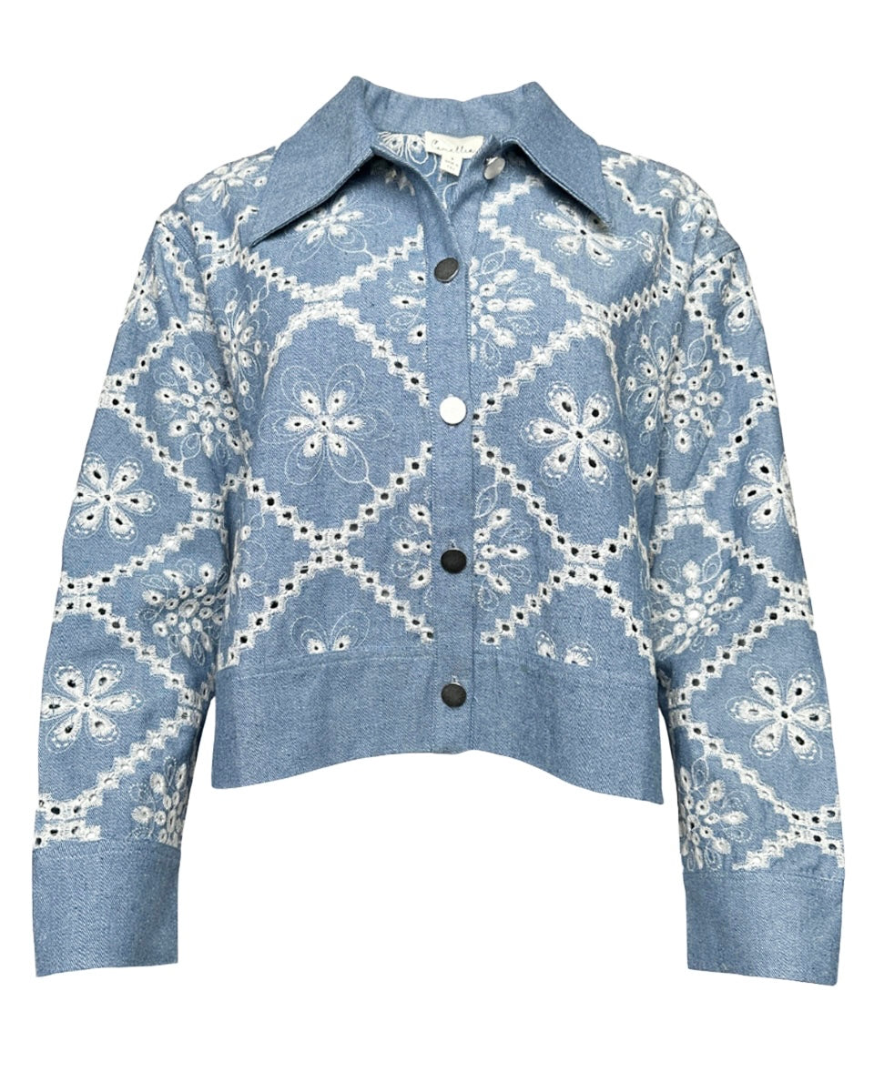 Embroidered Denim Jacket - Blackbird Boutique