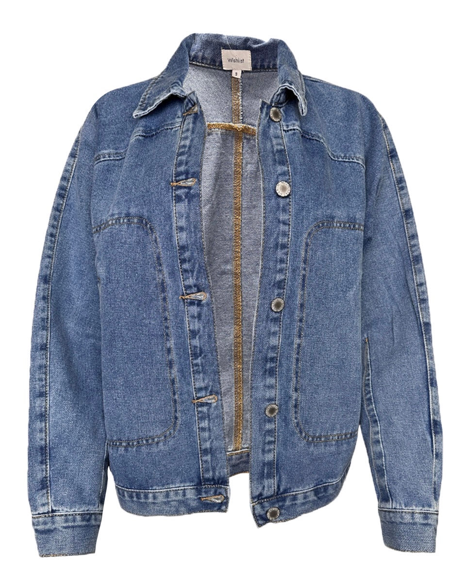Denim Button Up Jacket - Blackbird Boutique