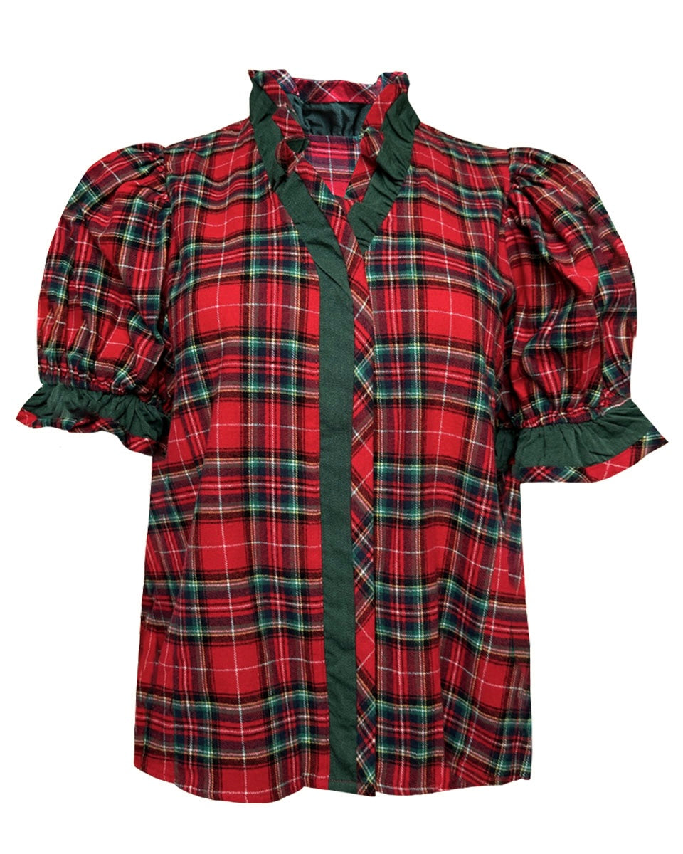 Plaid Puff Sleeve Top