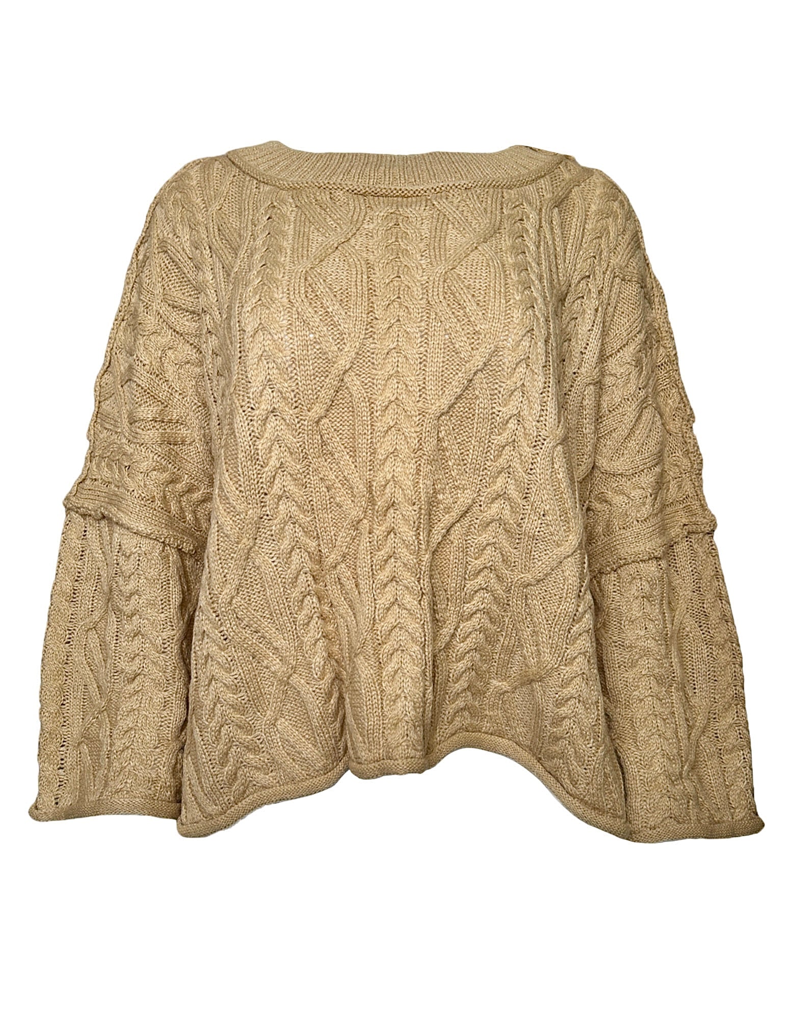 Cable Knit Light Weight Sweater in Tan
